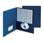Smead Two-Pocket Portfolio, Embossed Leather Grain Paper, Dark Blue, 25/Box SMD87854