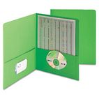Smead Two-Pocket Portfolio, Embossed Leather Grain Paper, Green, 25/Box SMD87855