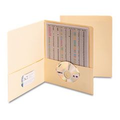 Smead Two-Pocket Portfolio, Embossed Leather Grain Paper, Ivory, 25/Box SMD87857