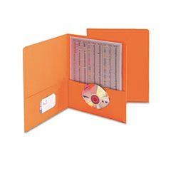 Smead Two-Pocket Portfolio, Embossed Leather Grain Paper, Orange, 25/Box SMD87858