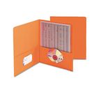 Smead Two-Pocket Portfolio, Embossed Leather Grain Paper, Orange, 25/Box SMD87858