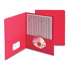 Smead Two-Pocket Portfolio, Embossed Leather Grain Paper, Red, 25/Box SMD87859