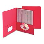Smead Two-Pocket Portfolio, Embossed Leather Grain Paper, Red, 25/Box SMD87859