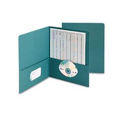 Smead Two-Pocket Portfolio, Embossed Leather Grain Paper, Teal, 25/Box SMD87867