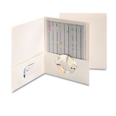 Smead Two-Pocket Portfolio, Embossed Leather Grain Paper, White, 25/Box SMD87861