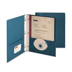 Smead Two-Pocket Portfolio, Tang Clip, Letter, 1/2" Capacity, Dark Blue, 25/Box SMD88054