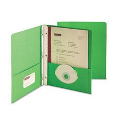 Smead Two-Pocket Portfolio, Tang Clip, Letter, 1/2" Capacity, Green, 25/Box SMD88055