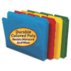 Smead Waterproof Poly File Folders, 1/3 Cut Top Tab, Letter, Assorted, 24/Box SMD10500