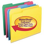 Smead WaterShed/CutLess File Folders, 1/3 Cut Top Tab, Letter, Assorted, 100/Box SMD11951