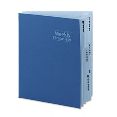 Smead Weekly Organizer Six-Pocket Expanding File, Lake Blue/Navy Blue SMD89201