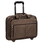 SOLO 15.6" Rolling Laptop Case, Full-Grain Leather, 17 x 8 x 13-1/2, Espresso USLD5293