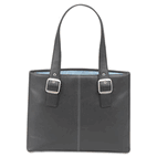 SOLO Classic Collection 15.4" Laptop Tote, Pebble-Grain Vinyl, Black/Blue USLK70845