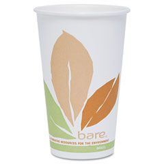 SOLO Cup Company Bare PLA Hot Cups, White w/Leaf Design, 16 oz., 300/Carton SLOOF16PLJ7234