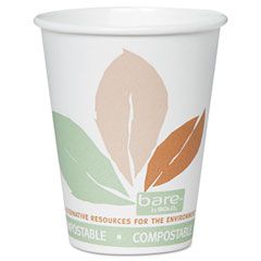 SOLO Cup Company Bare PLA Hot Cups, White w/Leaf Design, 8 oz., 500/Carton SLOOF8PLAJ7234