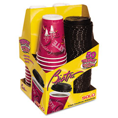 SOLO Cup Company Trophy Foam Cups & Lids Combo Pack, Foam, Maroon, 12 oz., 50 Cups & Lids/Pack SLOFSX120041PK