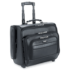 SOLO Rolling Laptop Case/Overnighter, Leather, 15-1/2 x 10 x 14, Black USLD9644
