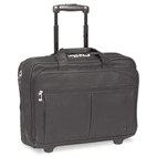 SOLO Rolling Laptop Computer Case, Leather, 17 x 8 x 13-1/2, Black USLD5294