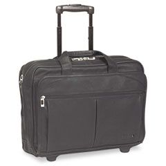 SOLO Rolling Laptop Computer Case, Leather, 17 x 8 x 13-1/2, Black USLD5294