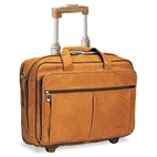 SOLO Rolling Laptop Computer Case, Leather, 17 x 8 x 13-1/2, Tan USLD5291