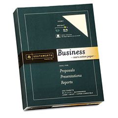 Southworth 100% Cotton Business Paper, Ivory, 32 lbs., 8-1/2 x 11, 250/Box SOUJD18IC