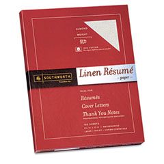 Southworth 100% Cotton Linen Resume Paper, Almond, 32 lbs., 8-1/2 x 11, 100/Box SOURD18ACFLN