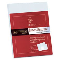 Southworth 100% Cotton Resume Envelopes, Blue, 24 lbs., 9 x 12, Linen, 25/Pack SOURF9QLN