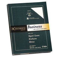 Southworth 25% Cotton Business Coverstock, White, 65 lbs., 8-1/2 x 11, Wove, 100/Box, FSC SOUZ430CK