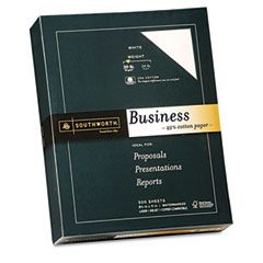 Southworth 25% Cotton Business Paper, White, 20 lbs., Wove, 8-1/2 x 11, 500/Box, FSC SOU403C