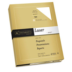 Southworth 25% Cotton Premium Laser Paper, White 95, 32 lbs., Smooth, 8-1/2 x 11, 300/Pack SOU358C