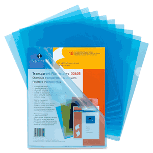 Sparco Transparent File Holders, Water Resistant, 11 x 8-1/2 Inches, 10-Pack, BE (SPR00605)