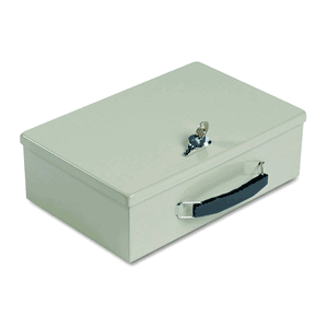 SteelMaster 221614003 Heavy-Duty Steel Fire-Retardant Security Cash Box, Key Lock, Sand