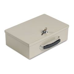 STEELMASTER by MMF Industries Heavy-Duty Steel Fire-Retardant Security Cash Box, Key Lock, Sand MMF221614003
