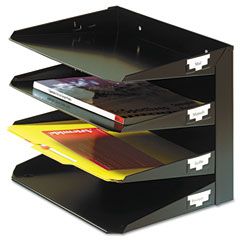STEELMASTER by MMF Industries Steelmaster Multi-Tier Horizontal Letter Organizers, Four Tier, Steel, Black MMF264R4HBK