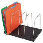 STEELMASTER by MMF Industries Wire Desktop Organizer, Four Sections, 9 11/16 x 8 1/6 x 7 11/16, Black/Silver MMF264404