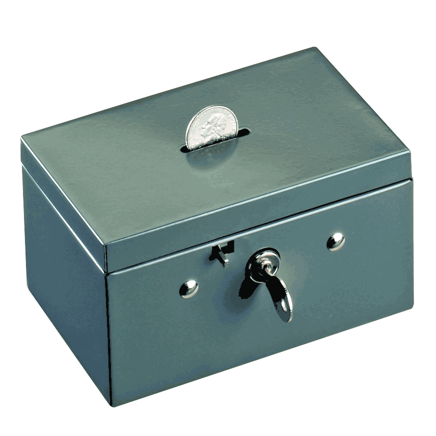STEELMASTER Small Cash Box with Coin Slot, Disc Lock, Gr
