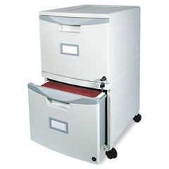 Storex 2-Drawer Mobile Filing Cabinet, 14-3/4w x 18-1/4d x 26h, Light Gray STX61301B01C