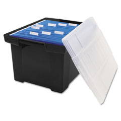 Storex Plastic File Tote Storage Box, Letter/Legal, Snap-On Lid, Black STX61528U01C