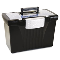 Storex Portable File Storage Box w/Organizer Lid, Letter/Legal, Black STX61510U01C