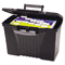 Storex Portable File Storage Box w/Organizer Lid, Letter/Legal, Black STX61510U01C