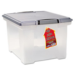 Storex Portable File Tote w/Locking Handle Storage Box, Letter/Legal, Clear STX61530U01C