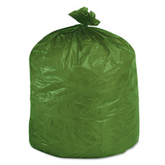 Stout EcoBag, Extra Heavy Duty, 33 gal, 1.1mil, 33 x 40, Green, 40/Carton STOG3340E11