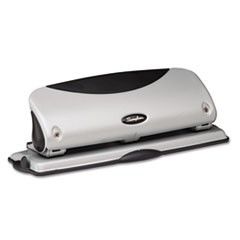 Swingline 12-Sheet Easy View Desktop Punch, Three Holes, 9/32" Holes, Black/Silver SWI74063