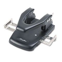 Swingline 22-Sheet Automatic Centering Two-Hole Steel Punch, 1/4" Holes, Steel, Black SWI74200