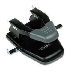 Swingline 28-Sheet Comfort Handle Steel Two-Hole Punch, 1/4" Holes, Black SWI74050