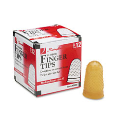Swingline Rubber Finger Tips, Size 12, Medium/Large, Amber, 12/Pack SWI54032