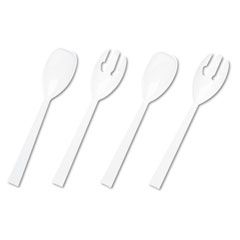 Tablemate Table Set Plastic Serving Forks & Spoons, White, 2/Pack, 12 Packs/Box TBLW95PK4