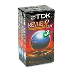 TDK Standard Grade VHS Videotape Cassette, 8 Hours, 3/Pack TDK38240