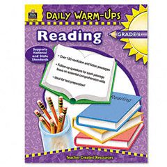 Teacher Created Resources Daily Warm-Ups: Reading, Grade 6, Paperback, 176 Pages TCR3492