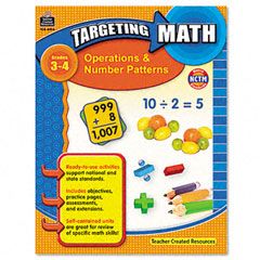 Teacher Created Resources Targeting Math, Operations and Number Patterns, Grades 3-4, 112 Pages TCR8994