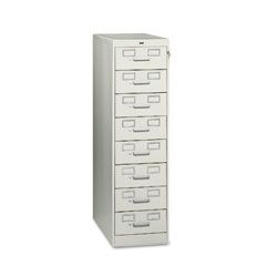 Tennsco 8-Drawer File Cabinet For 3 x 5 & 4 x 6 Card, 15w x 52h, Light Gray TNNCF846LGY